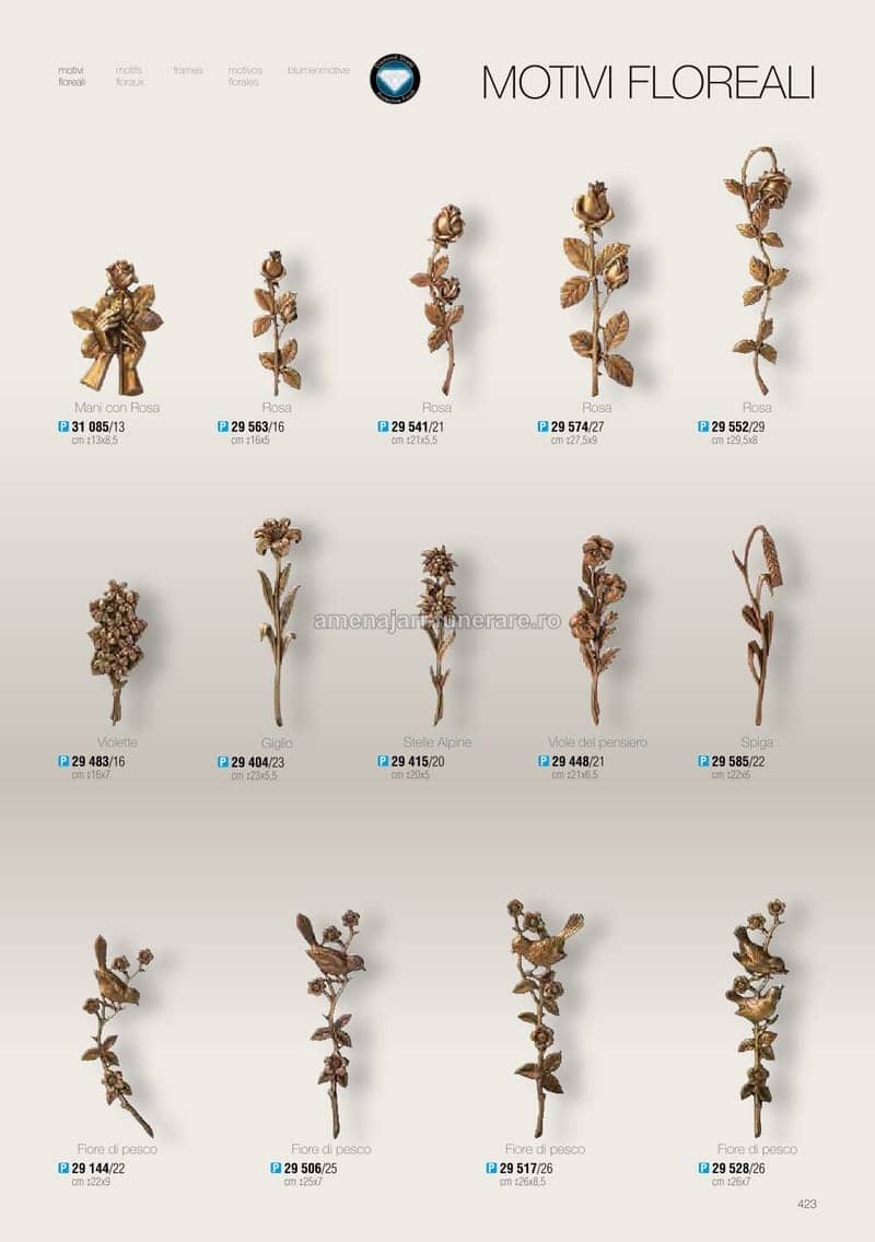 Accesoriu bronz Caggiati cod 0423 - accesoriu bronz Caggiati pentru monument funerar granit la amenajari-funerare.ro
