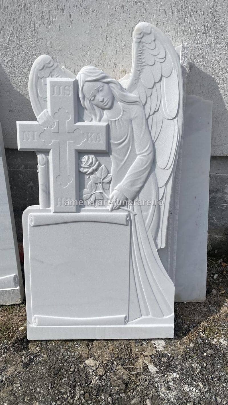 Cruce marmură elegantă model 006 - cruce marmură pentru monument funerar la amenajari-funerare.ro