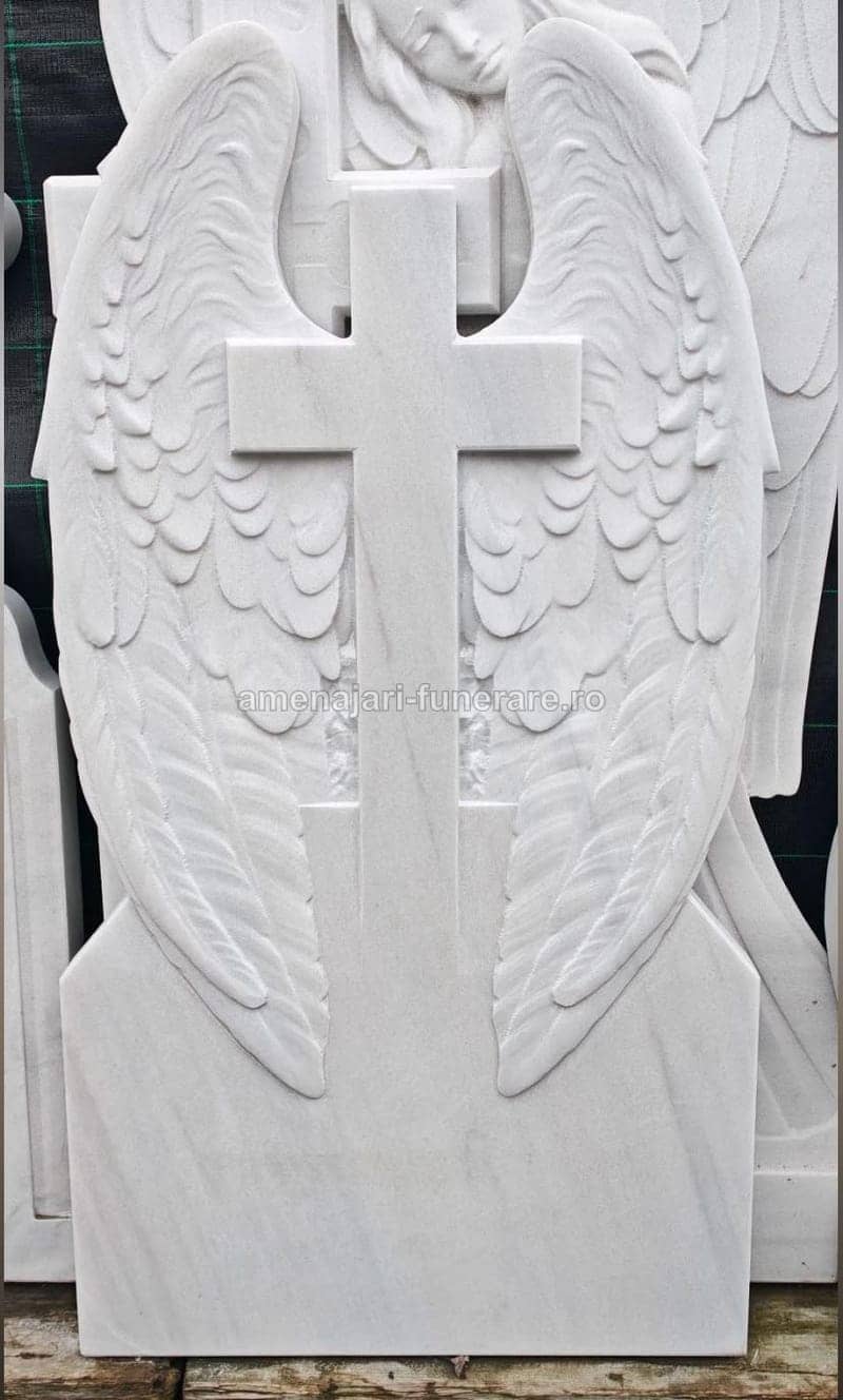 Cruce marmură elegantă model 056 - cruce marmură pentru monument funerar la amenajari-funerare.ro