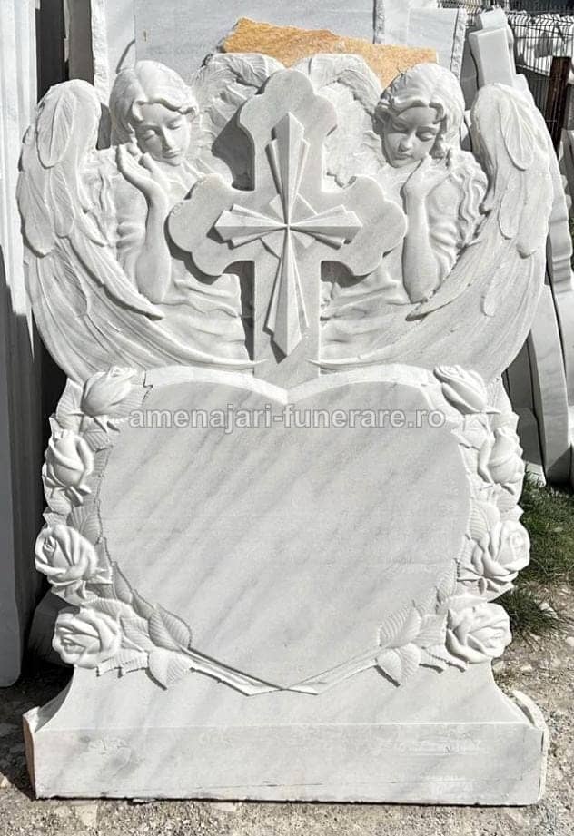 Cruce marmură albă 064 - cruce marmură pentru monument funerar la amenajari-funerare.ro
