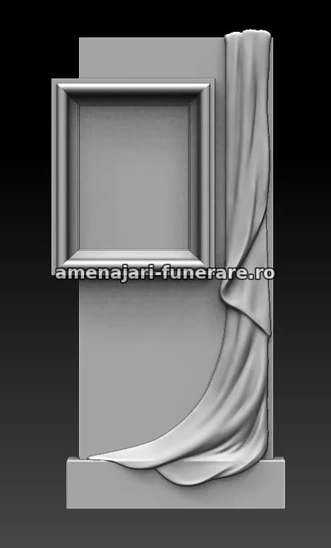 Cadru elegant cu draperie sculptată - model 090, marmură la amenajari-funerare.ro