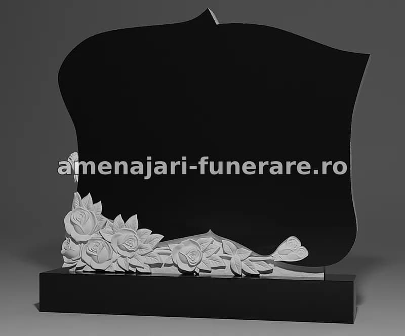 Cadru elegant cu flori sculptate - model 107, marmură la amenajari-funerare.ro