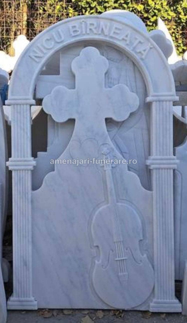 Cruce marmură albă 054 - cruce marmură pentru monument funerar la amenajari-funerare.ro