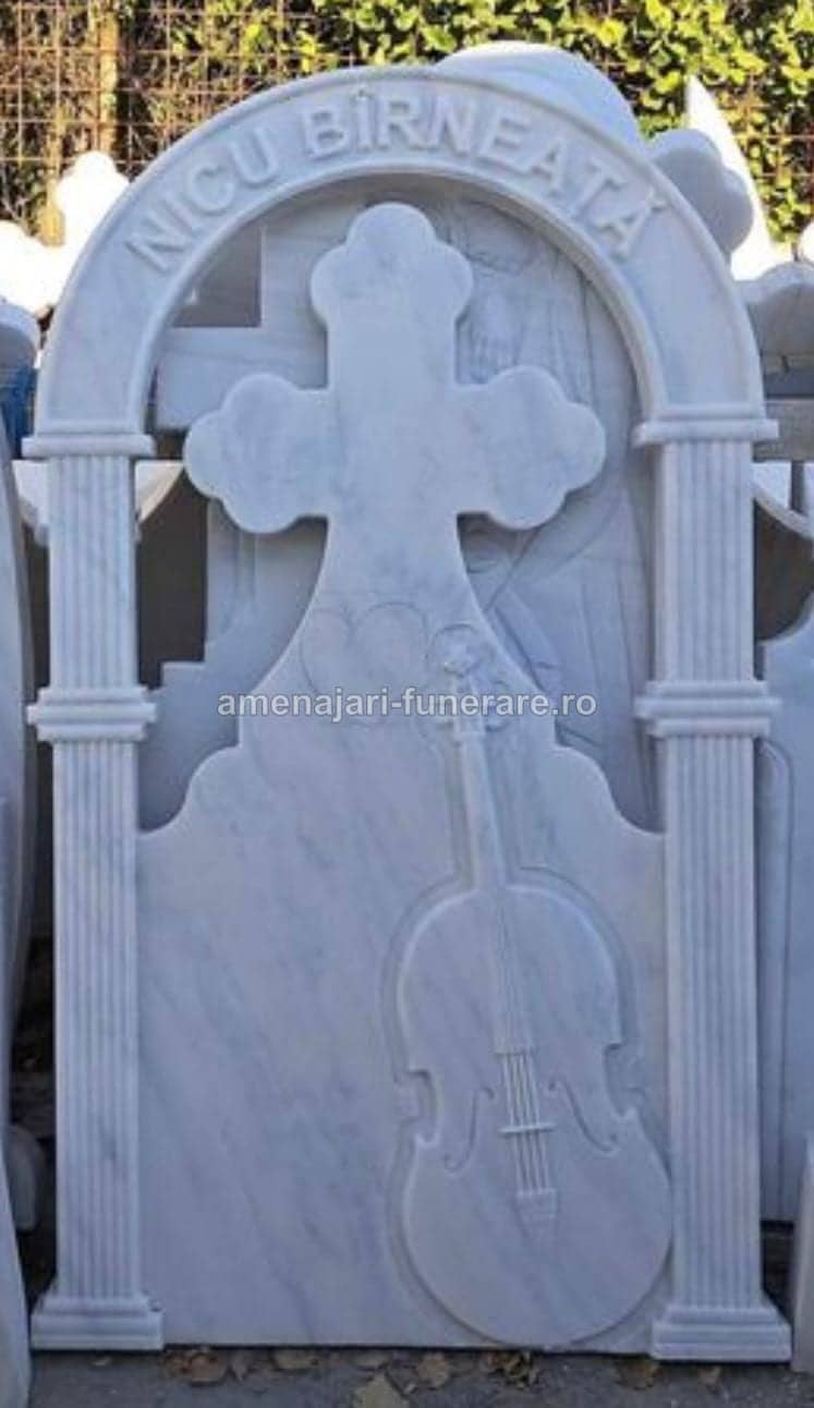 Cruce marmură albă 054 - cruce marmură pentru monument funerar la amenajari-funerare.ro