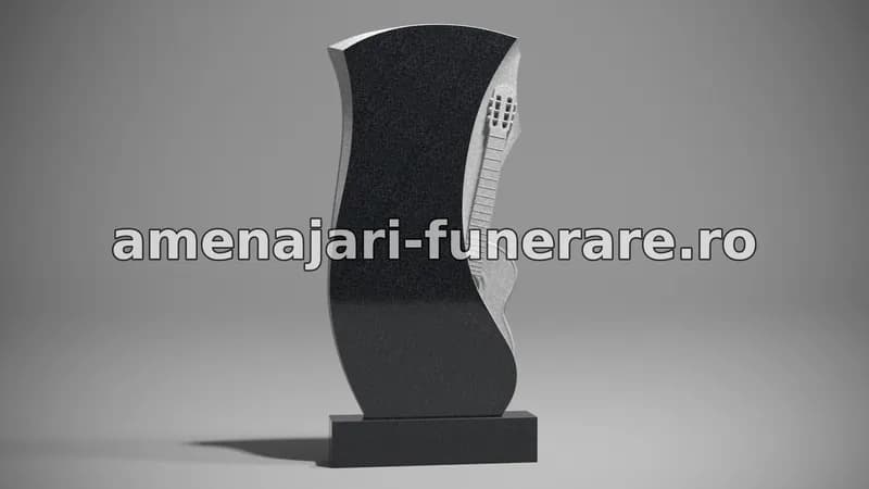 Monument cu formă elegantă și detalii sculptate - model 004, granit la amenajari-funerare.ro