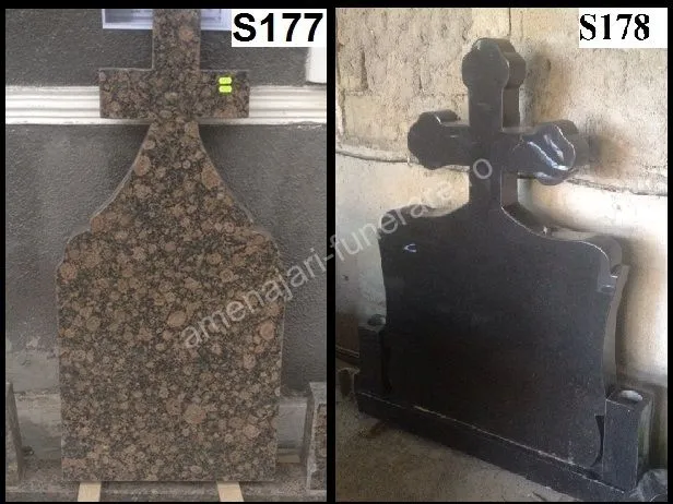 Cruce din granit roșu cu ornamentație - executat în granit la amenajari-funerare.ro