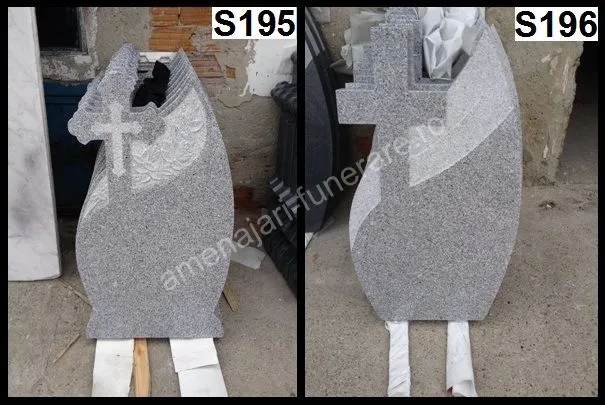 Monument cu cruce și ornamente florale - executat în granit la amenajari-funerare.ro