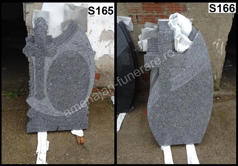 Monument cu placă verticală și cruce - executat în granit la amenajari-funerare.ro
