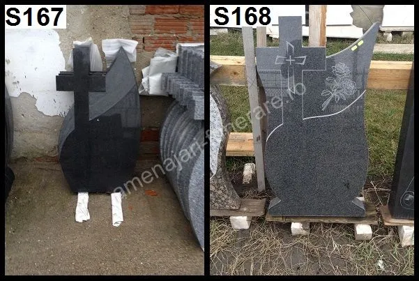 Cruce simplă cu ornament floral - executat în granit la amenajari-funerare.ro