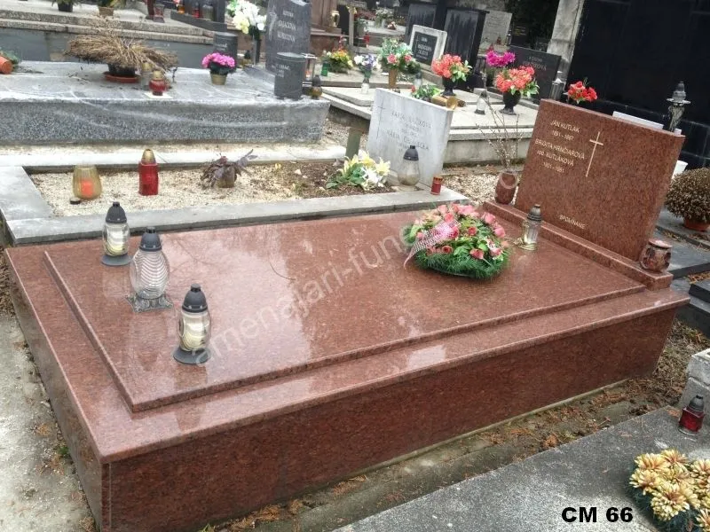 Cavou cu placă și cruce - executat în granit la amenajari-funerare.ro