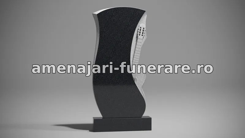 Monument cu formă elegantă și detalii sculptate - model 004, granit la amenajari-funerare.ro