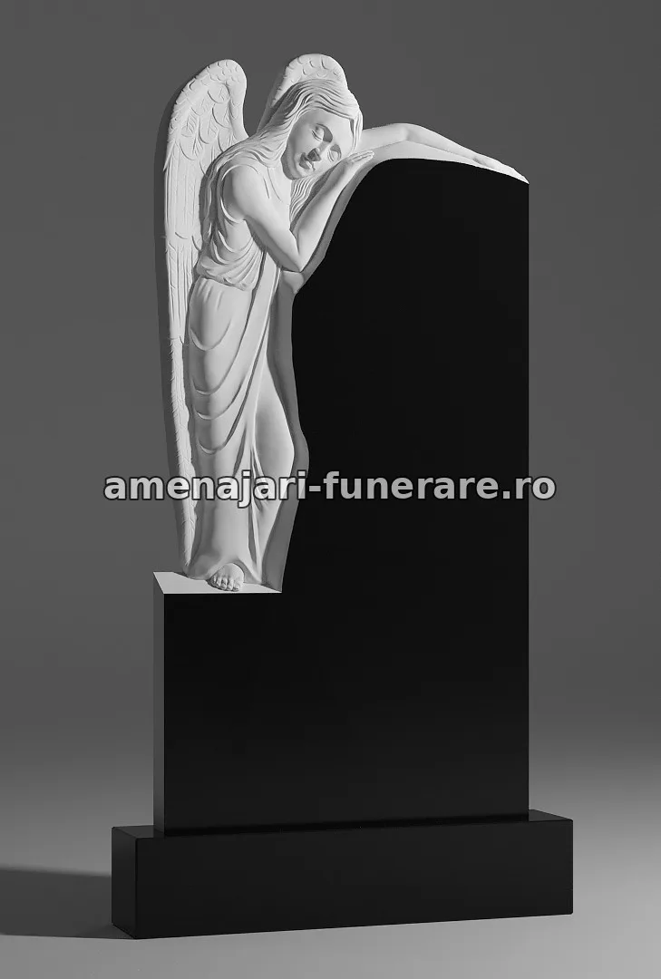 Monument cu înger îndurerat - model 008, marmură și granit la amenajari-funerare.ro