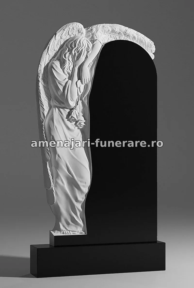 Monument cu înger plângând - model 017, marmură și granit la amenajari-funerare.ro