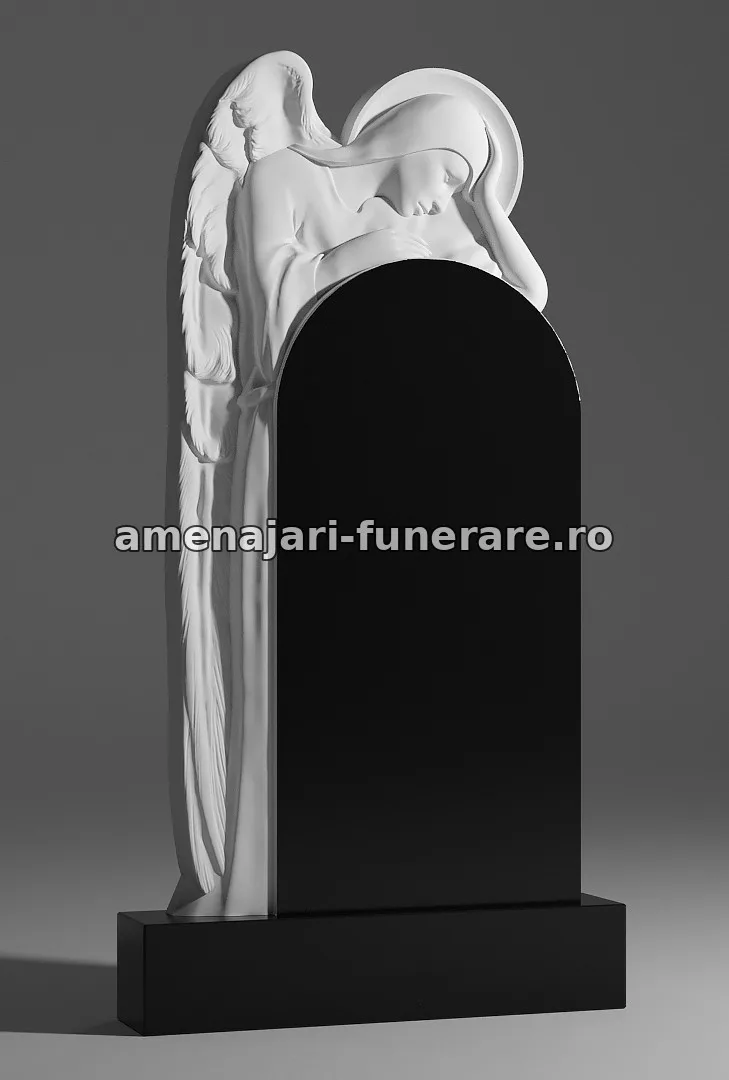 Monument cu înger și arcadă - model 019, marmură și granit la amenajari-funerare.ro