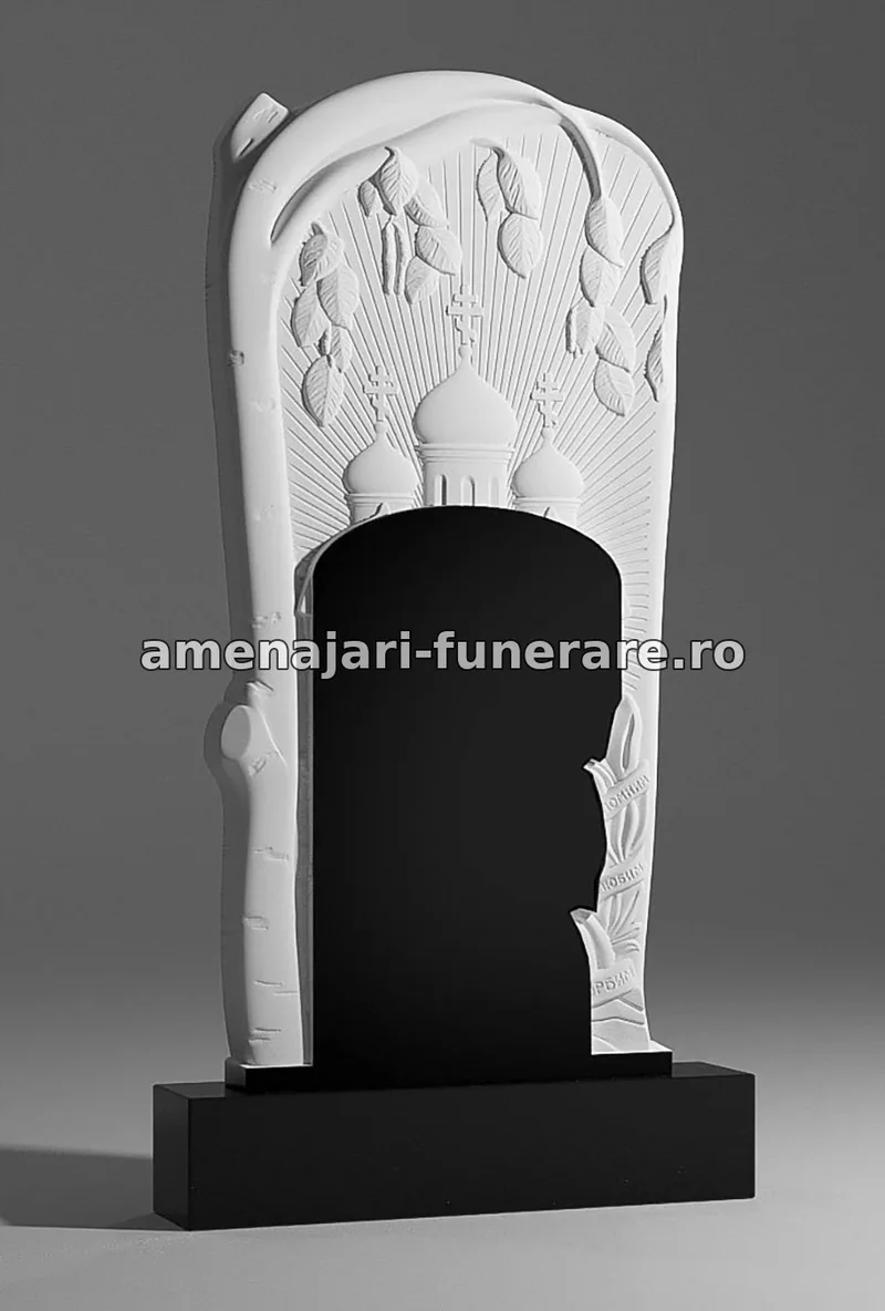 Monument cu motive florale și cupole - model 031, marmură și granit la amenajari-funerare.ro