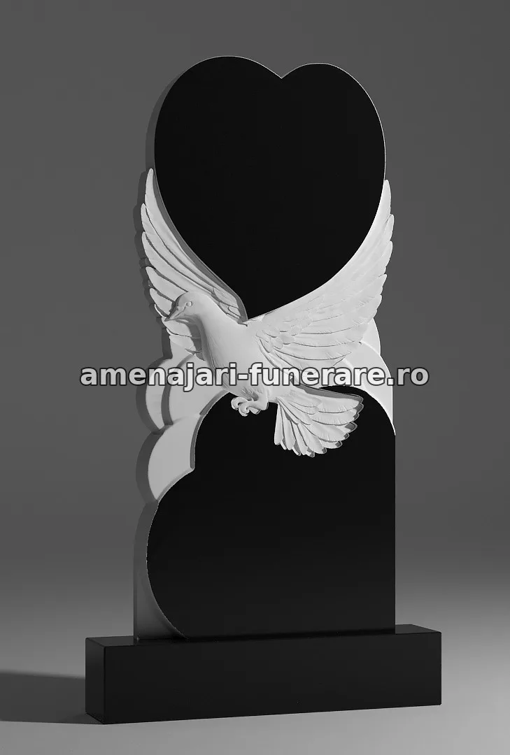 Monument cu înger și inimă - model 040, marmură și granit la amenajari-funerare.ro