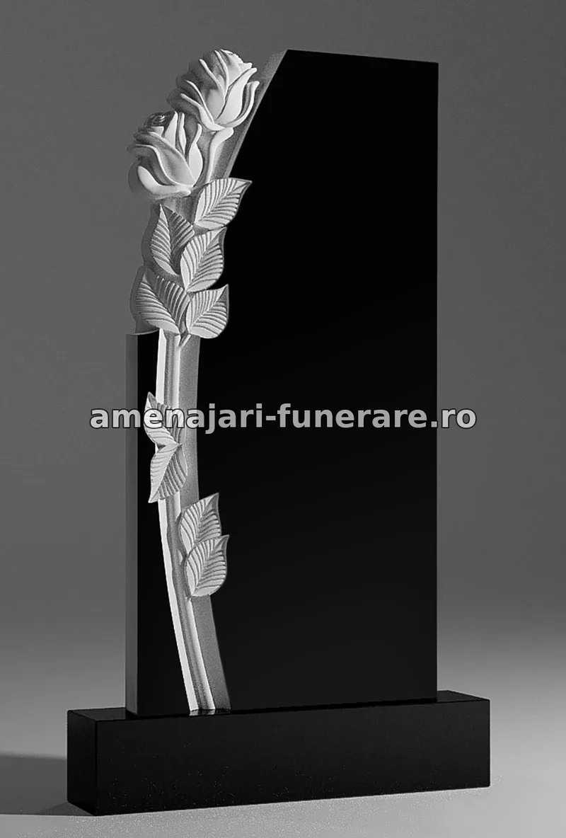 Monument cu trandafiri sculptați - model 042, granit la amenajari-funerare.ro