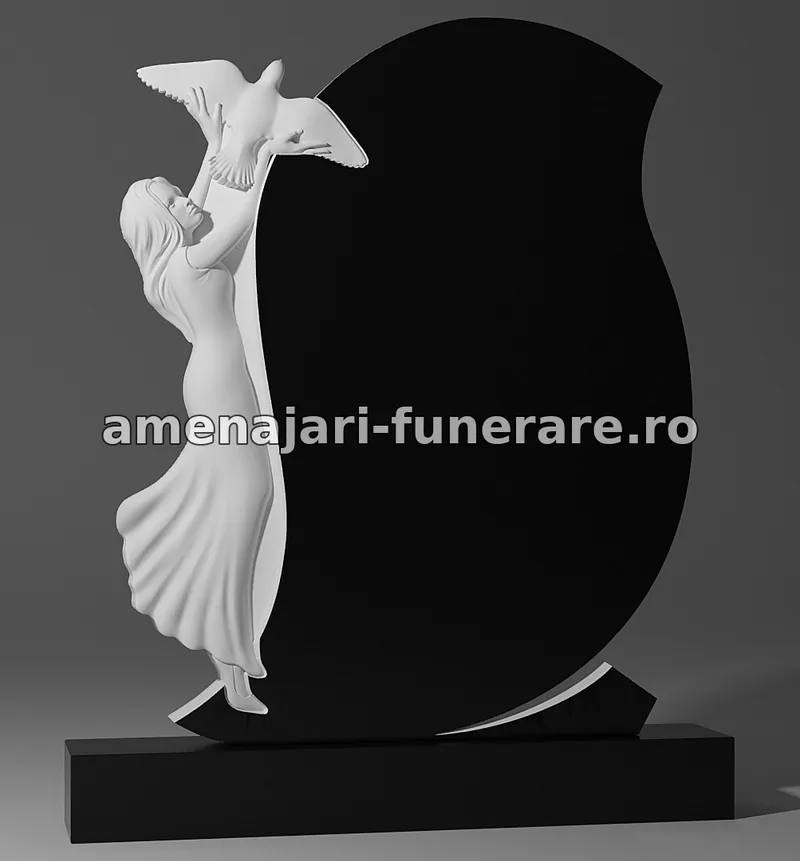 Monument cu femeie și porumbel - model 043, marmură și granit la amenajari-funerare.ro