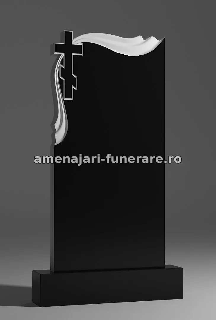 Monument cu cruce și margine ondulată - model 061, granit la amenajari-funerare.ro
