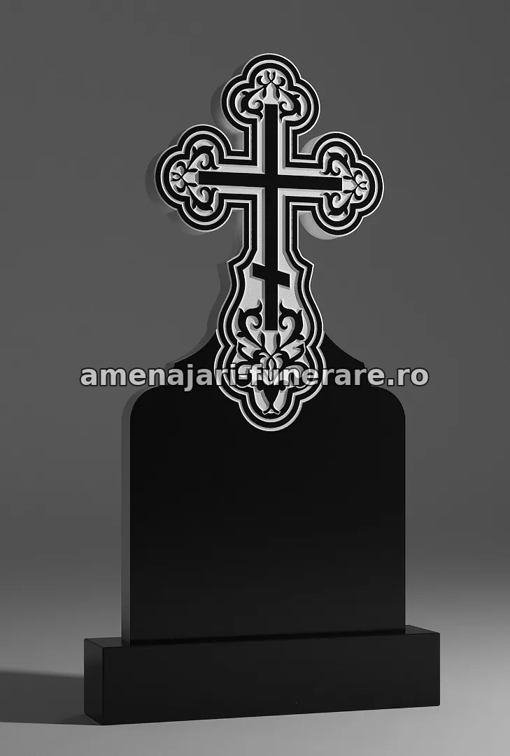 Monument cu cruce ornamentată - model 064, granit la amenajari-funerare.ro