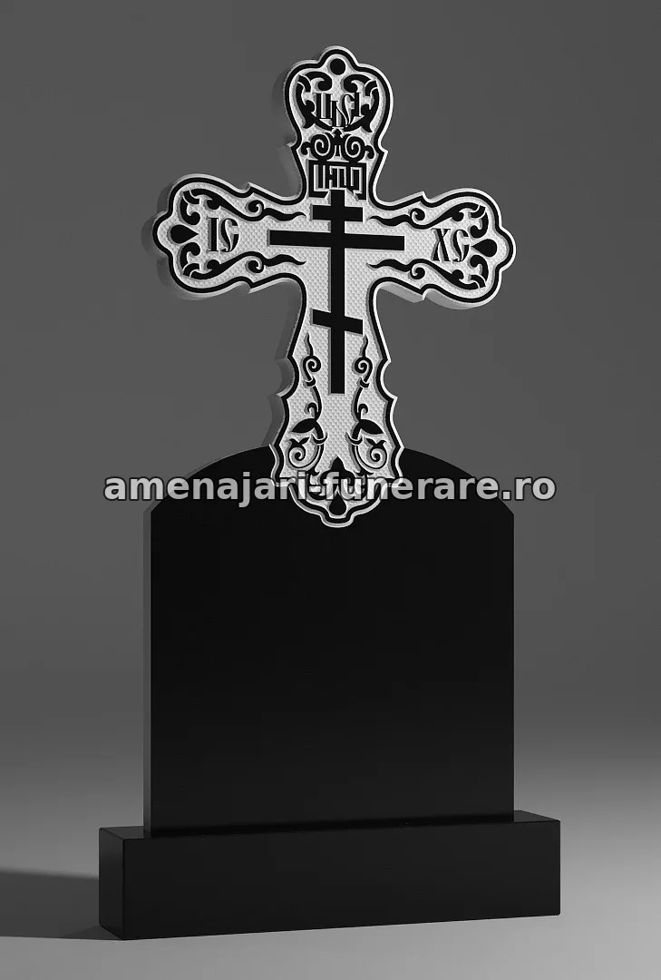 Monument cu cruce ornamentată - model 066, granit la amenajari-funerare.ro