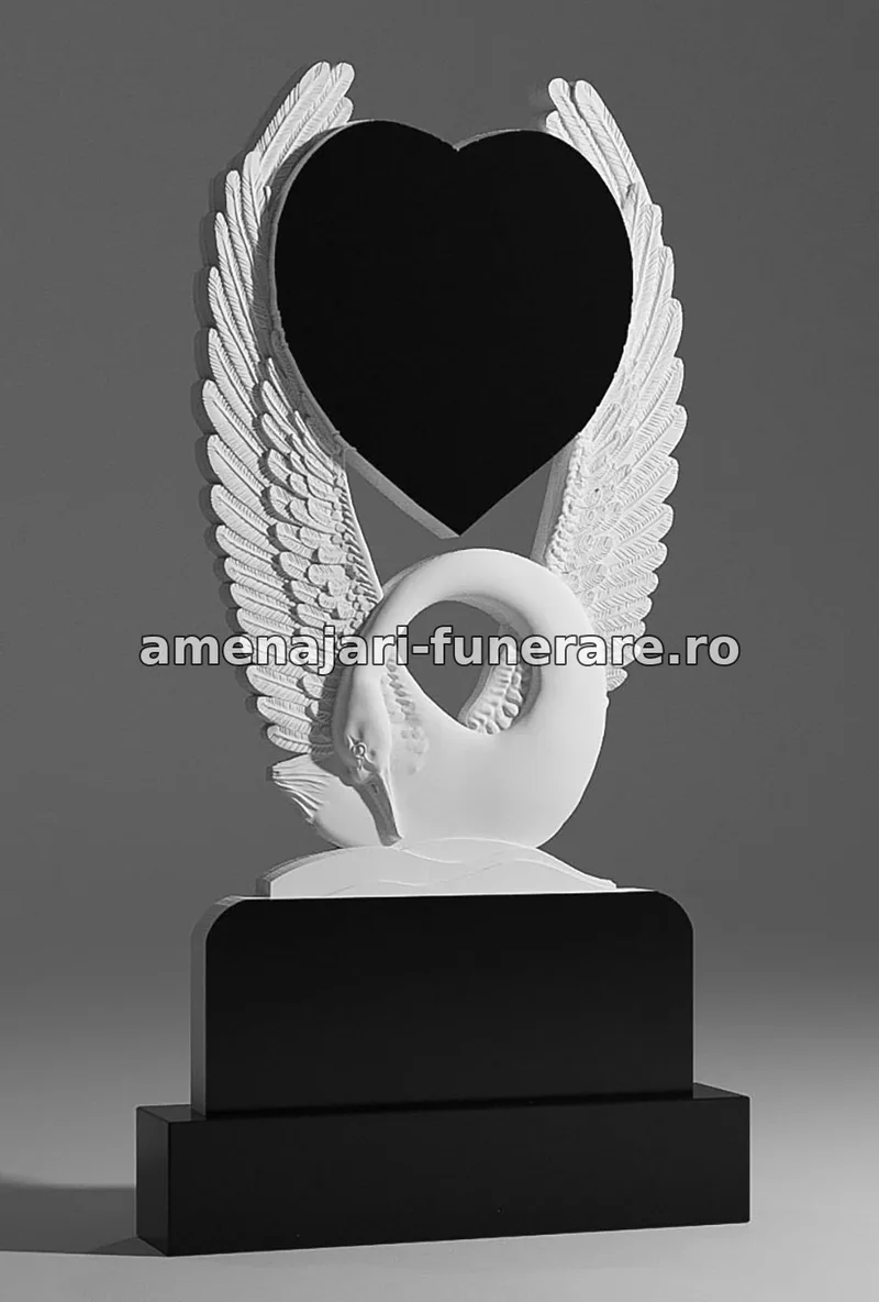 Monument cu înger și inimă - model 070, marmură și granit la amenajari-funerare.ro