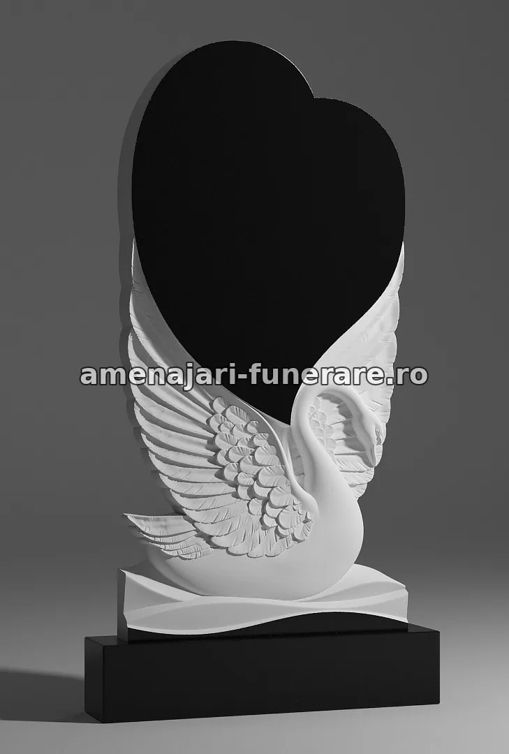 Monument cu lebădă și inimă - model 072, marmură și granit la amenajari-funerare.ro