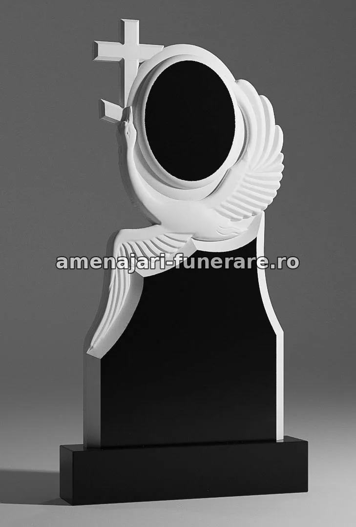 Monument cu pasăre și cruce - model 073, marmură și granit la amenajari-funerare.ro