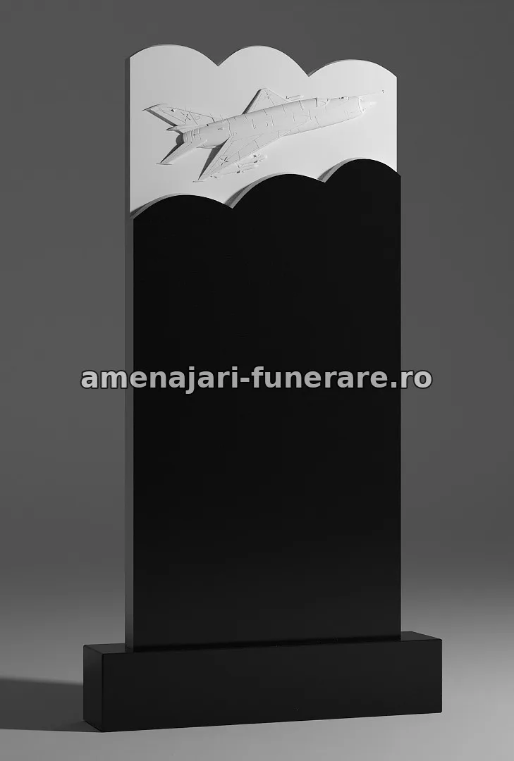Monument cu valuri și avion sculptat - model 075, marmură și granit la amenajari-funerare.ro