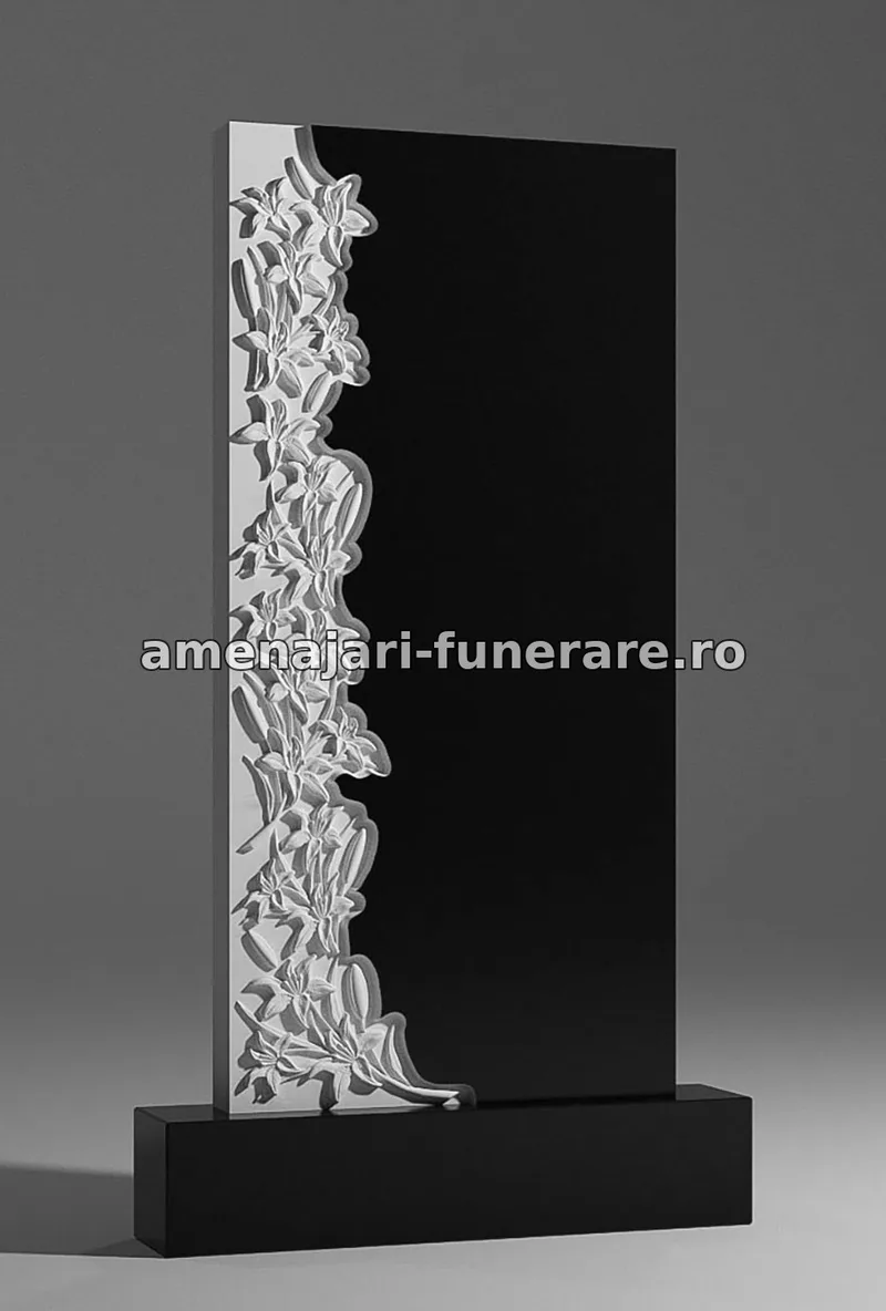 Monument cu flori sculptate - model 076, granit la amenajari-funerare.ro