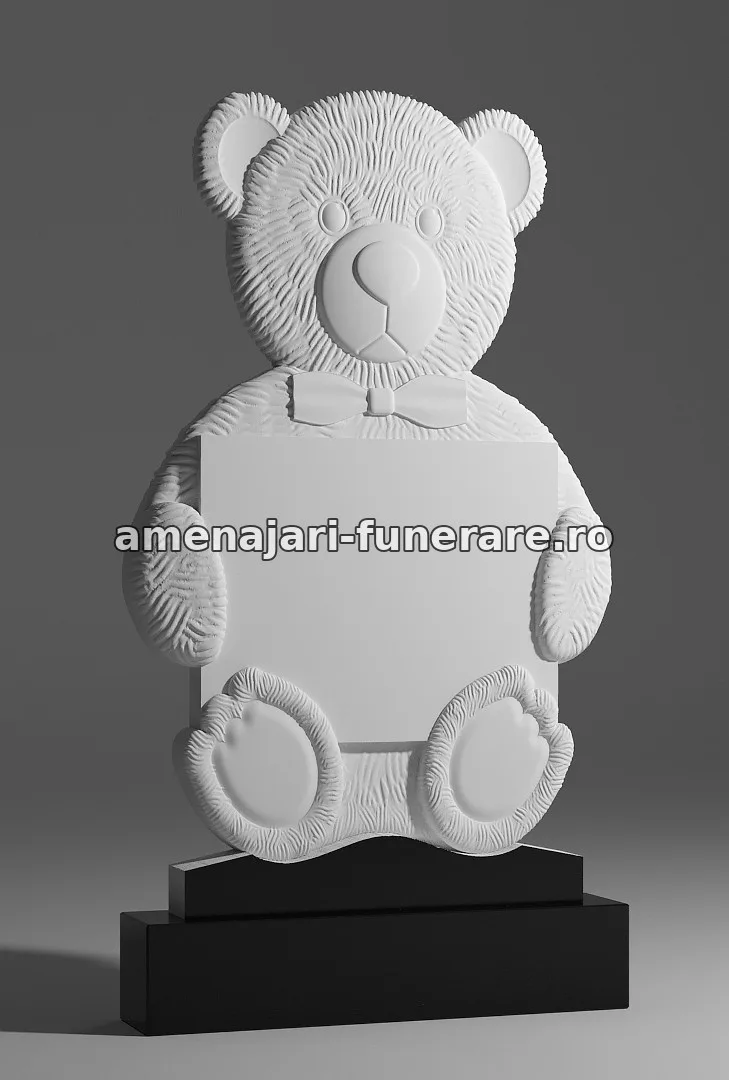 Monument cu ursuleț și tablou - model 084, marmură la amenajari-funerare.ro