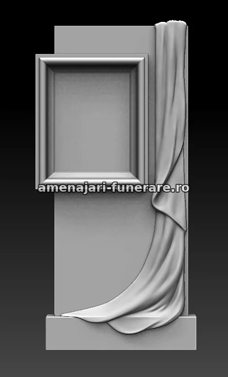 Cadru elegant cu draperie sculptată - model 090, marmură la amenajari-funerare.ro
