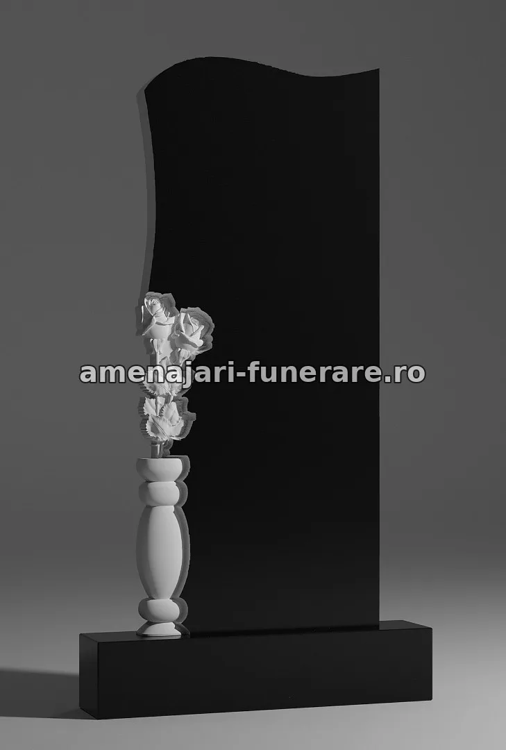 Monument cu flori sculptate - model 094, granit la amenajari-funerare.ro