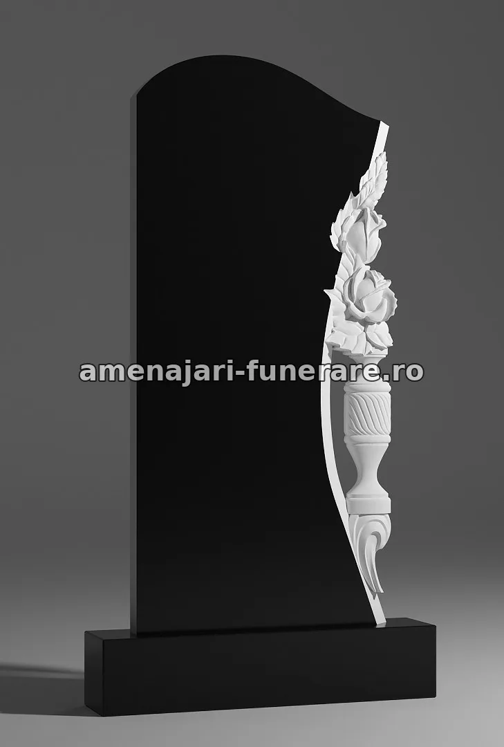 Monument cu flori sculptate - model 095, marmură și granit la amenajari-funerare.ro