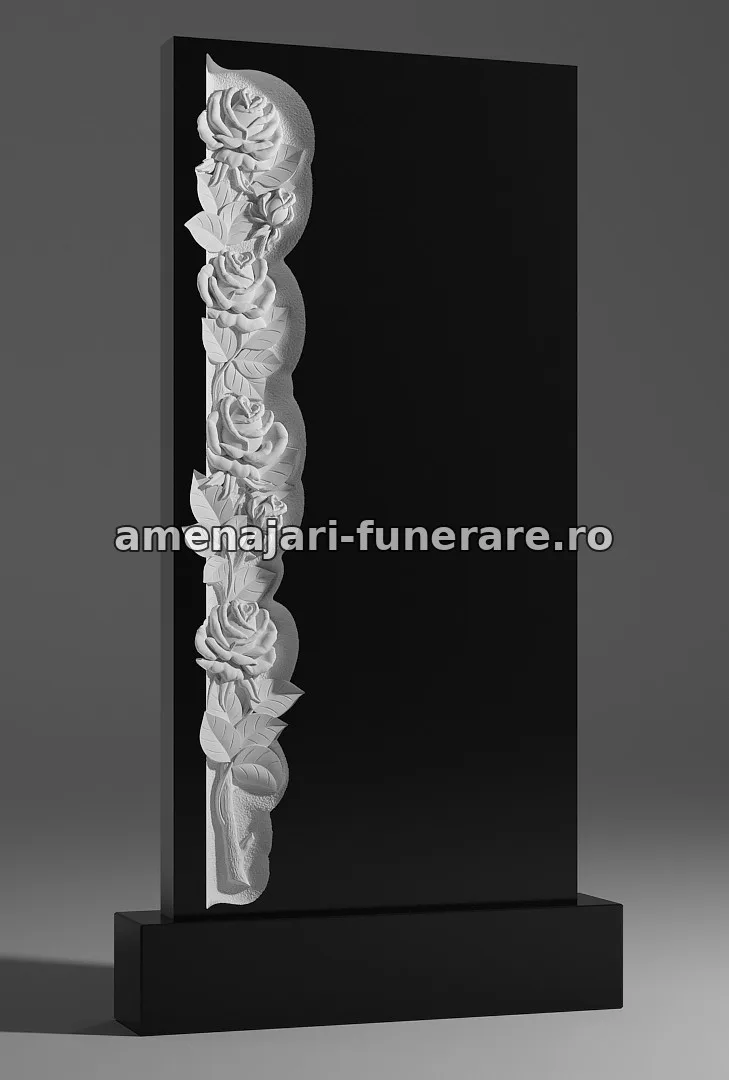 Monument cu trandafiri sculptați - model 108, marmură și granit la amenajari-funerare.ro