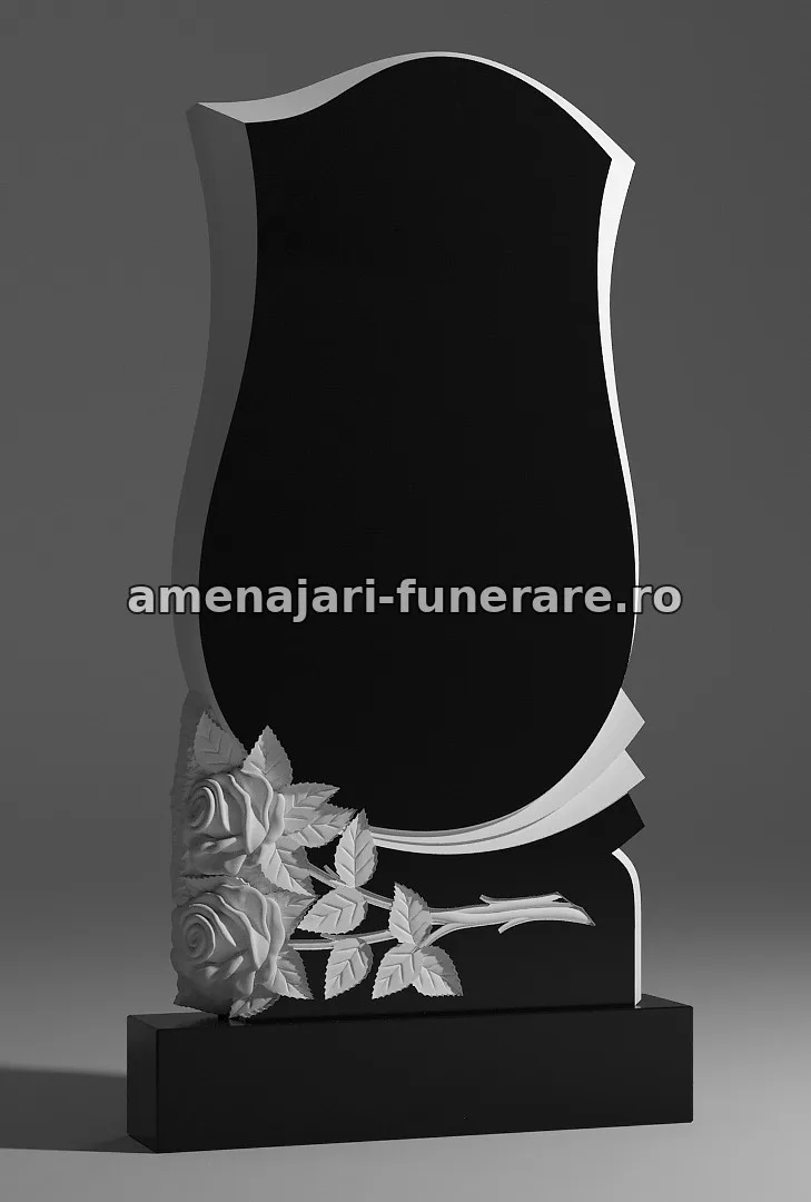 Monument cu flori sculptate și formă elegantă - model 110, marmură și granit la amenajari-funerare.ro
