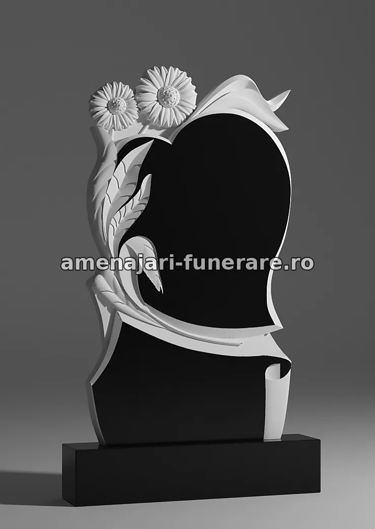 Monument cu flori sculptate - model 112, marmură și granit la amenajari-funerare.ro