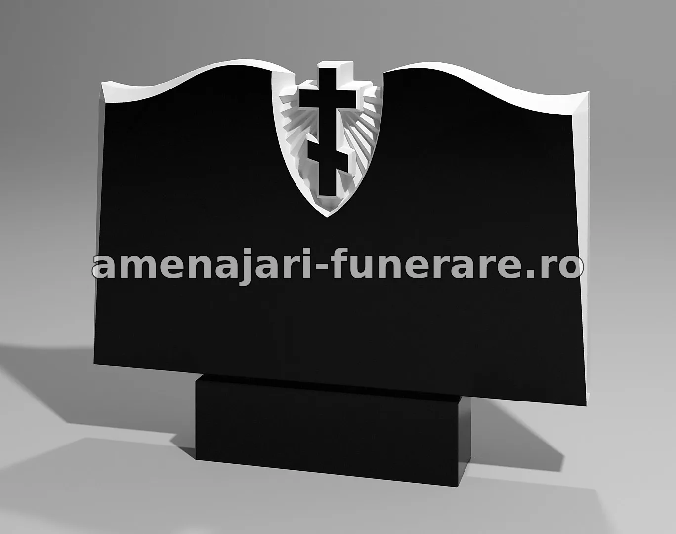 Monument cu cruce și detalii sculptate - model 116, marmură și granit la amenajari-funerare.ro