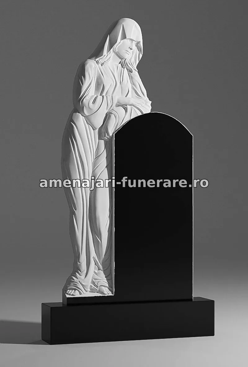 Monument cu figură de înger în rugăciune - model 124, marmură și granit la amenajari-funerare.ro