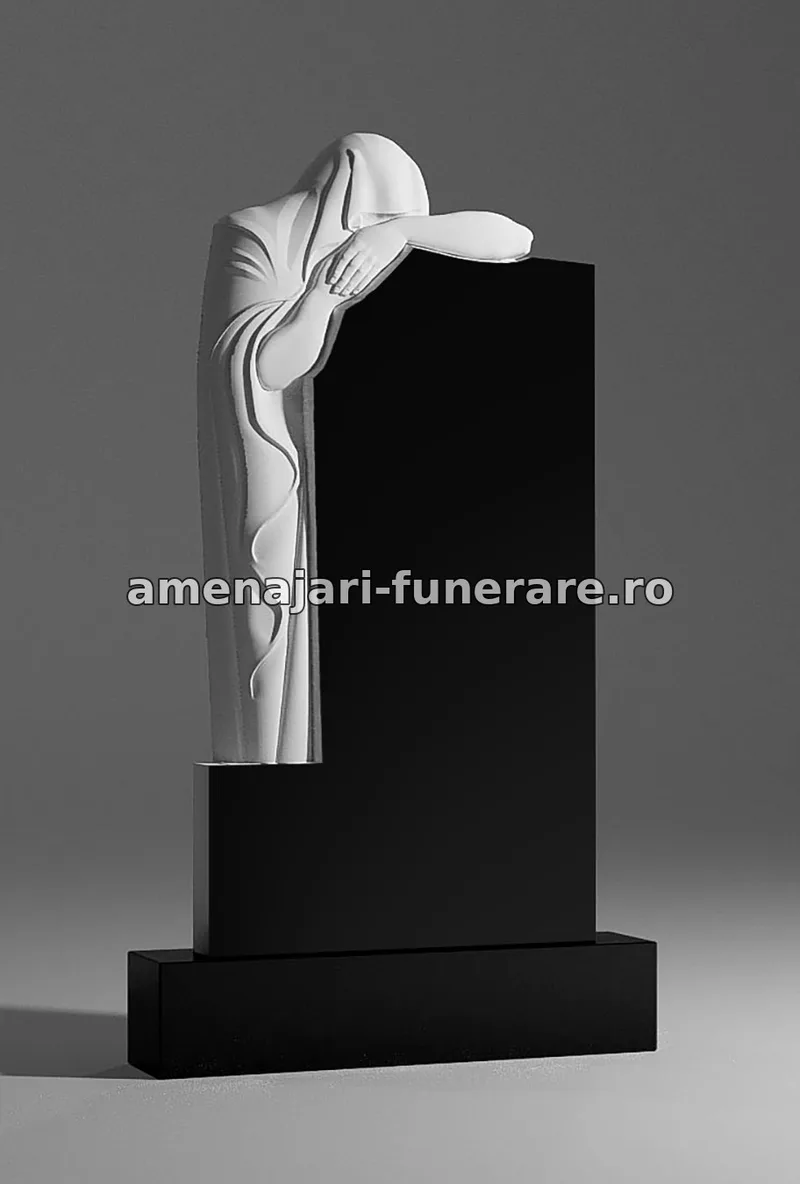 Monument cu figură îndurerată - model 125, marmură și granit la amenajari-funerare.ro