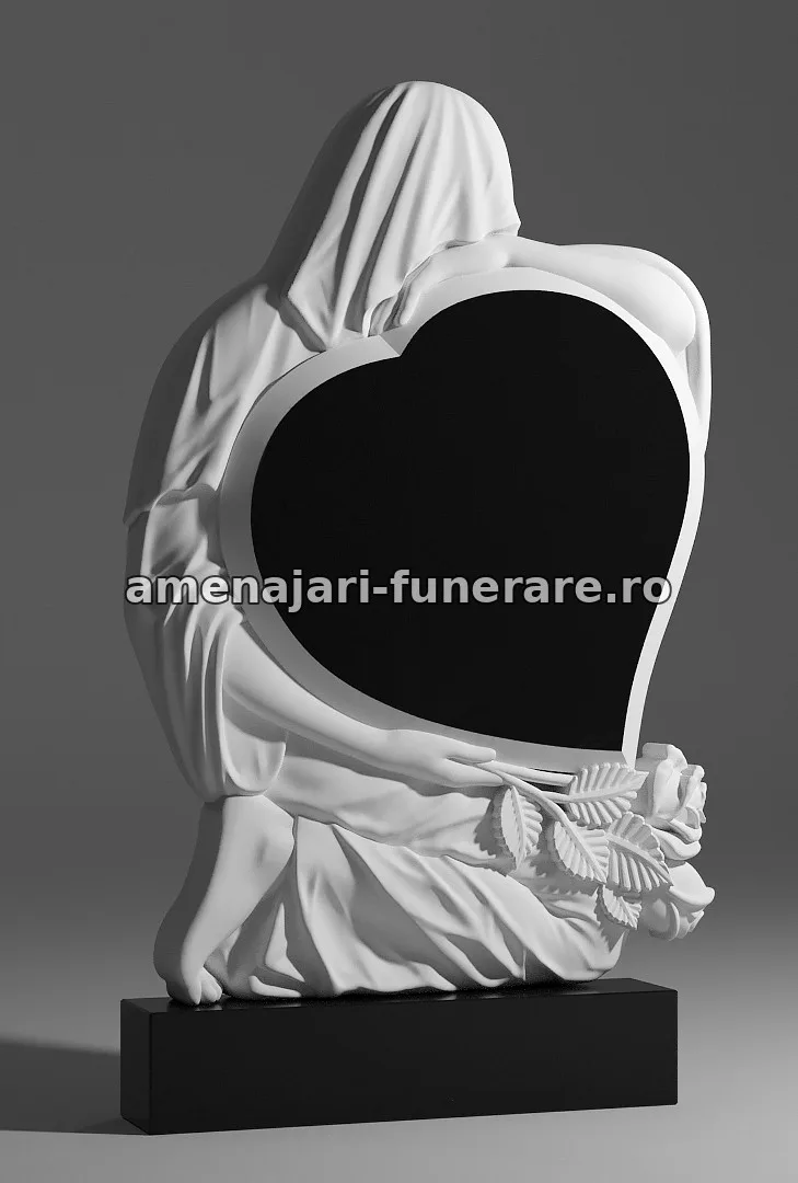 Monument cu figură îmbrăcată în mantie - model 129, marmură la amenajari-funerare.ro