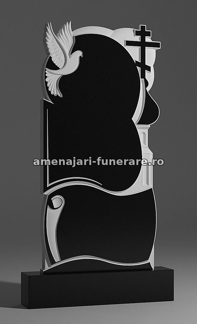 Monument cu porumbel și cruce - model 135, marmură și granit la amenajari-funerare.ro