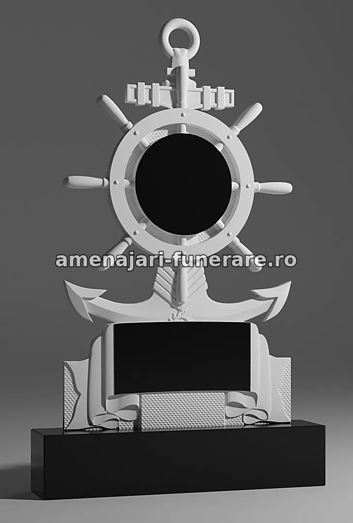 Monument cu ancoră și timonă - model 137, marmură și granit la amenajari-funerare.ro
