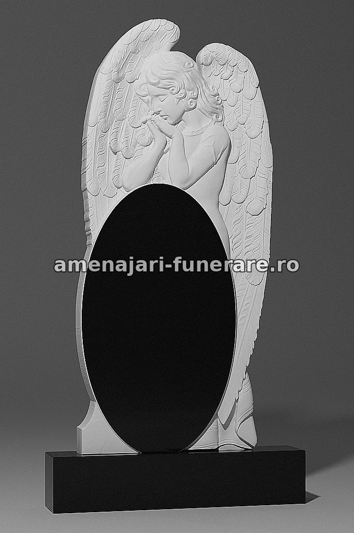Monument cu înger rugător - model 138, marmură la amenajari-funerare.ro