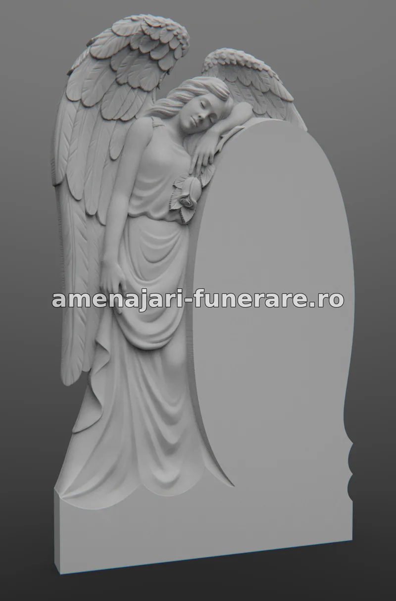 Monument cu înger îndurerat - model 140, marmură la amenajari-funerare.ro