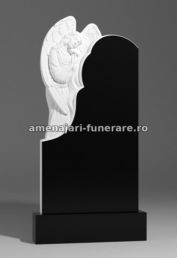 Monument cu înger sculptat - model 141, marmură și granit la amenajari-funerare.ro