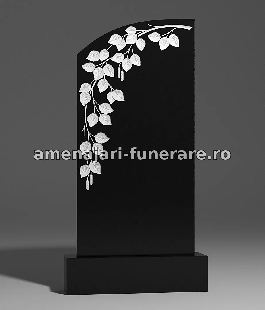 Monument cu frunze sculptate - model 179, granit la amenajari-funerare.ro