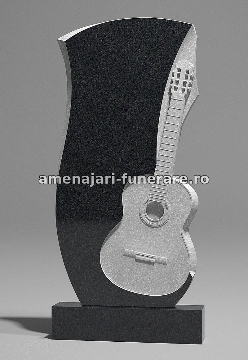 Monument cu chitară sculptată - model 182, granit la amenajari-funerare.ro