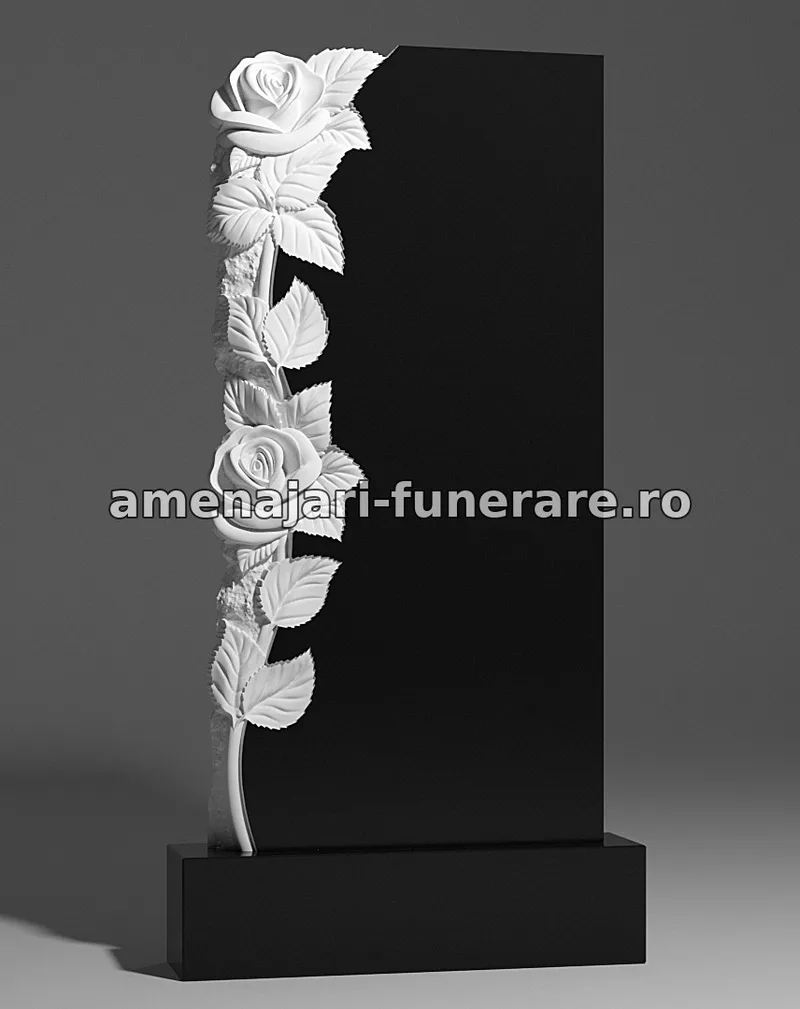 Monument cu trandafiri sculptați - model 184, marmură și granit la amenajari-funerare.ro