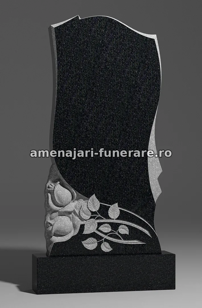 Monument cu trandafiri sculptați - model 188, granit la amenajari-funerare.ro
